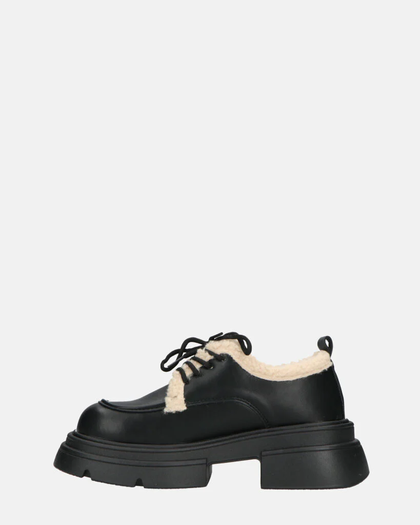 ASHLEY - scarpe basse mocassini platform nere con inserto in pelliccia - Image 10