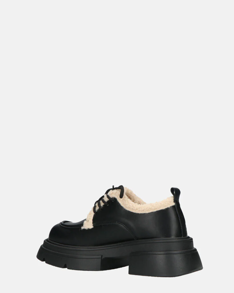 ASHLEY - scarpe basse mocassini platform nere con inserto in pelliccia - Image 11