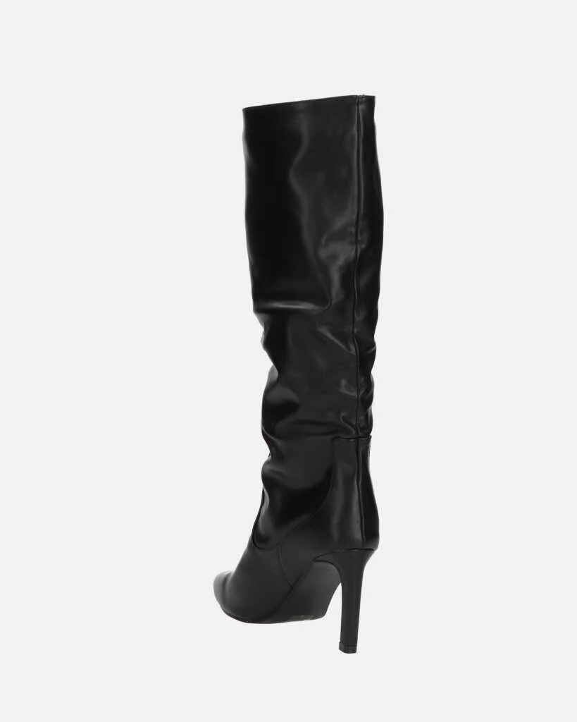 CAROLINE - stivale alto nero con tacco in pelle - Image 11