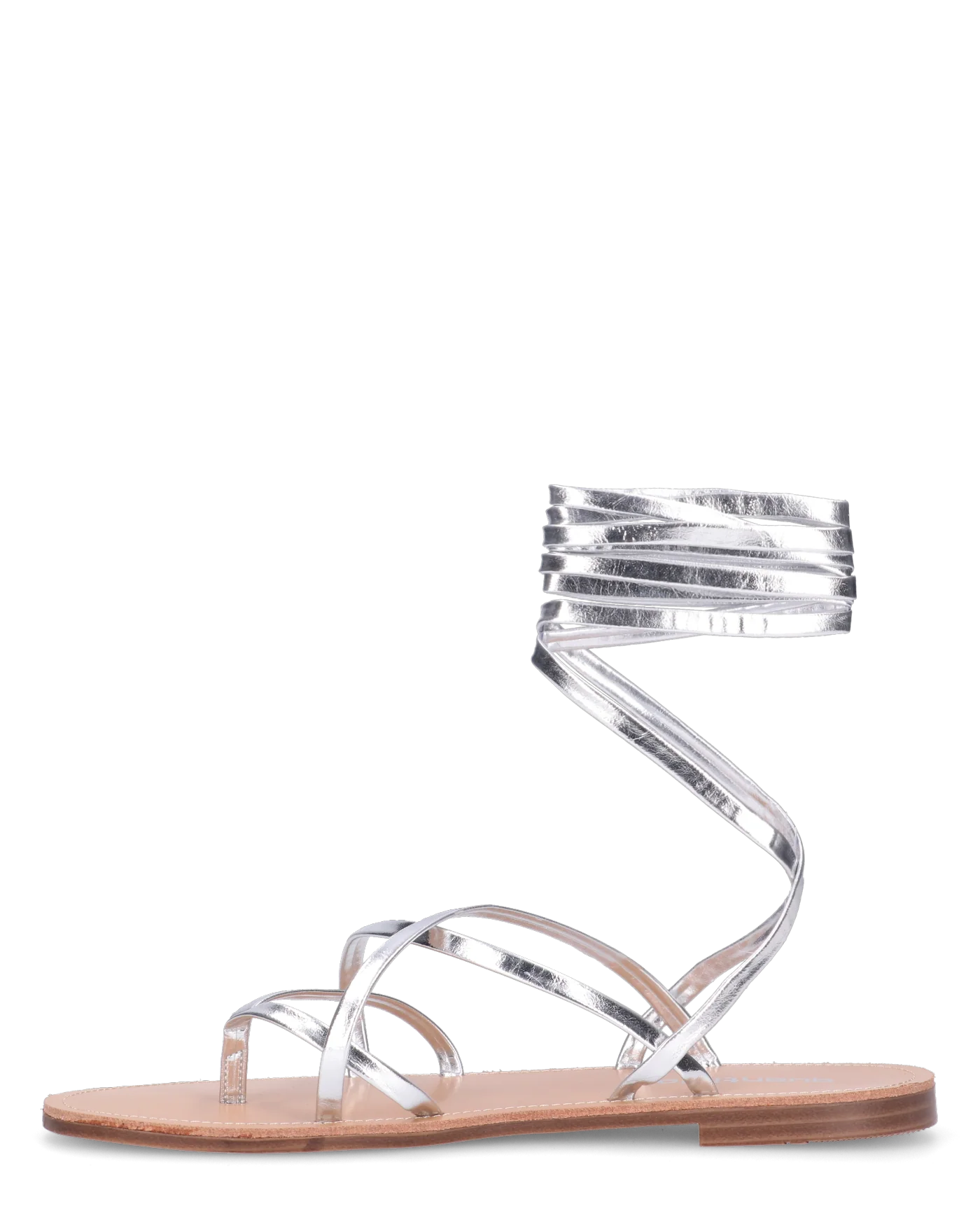 CRESSIDA - sandali bassi beige con cordini argento - Image 3