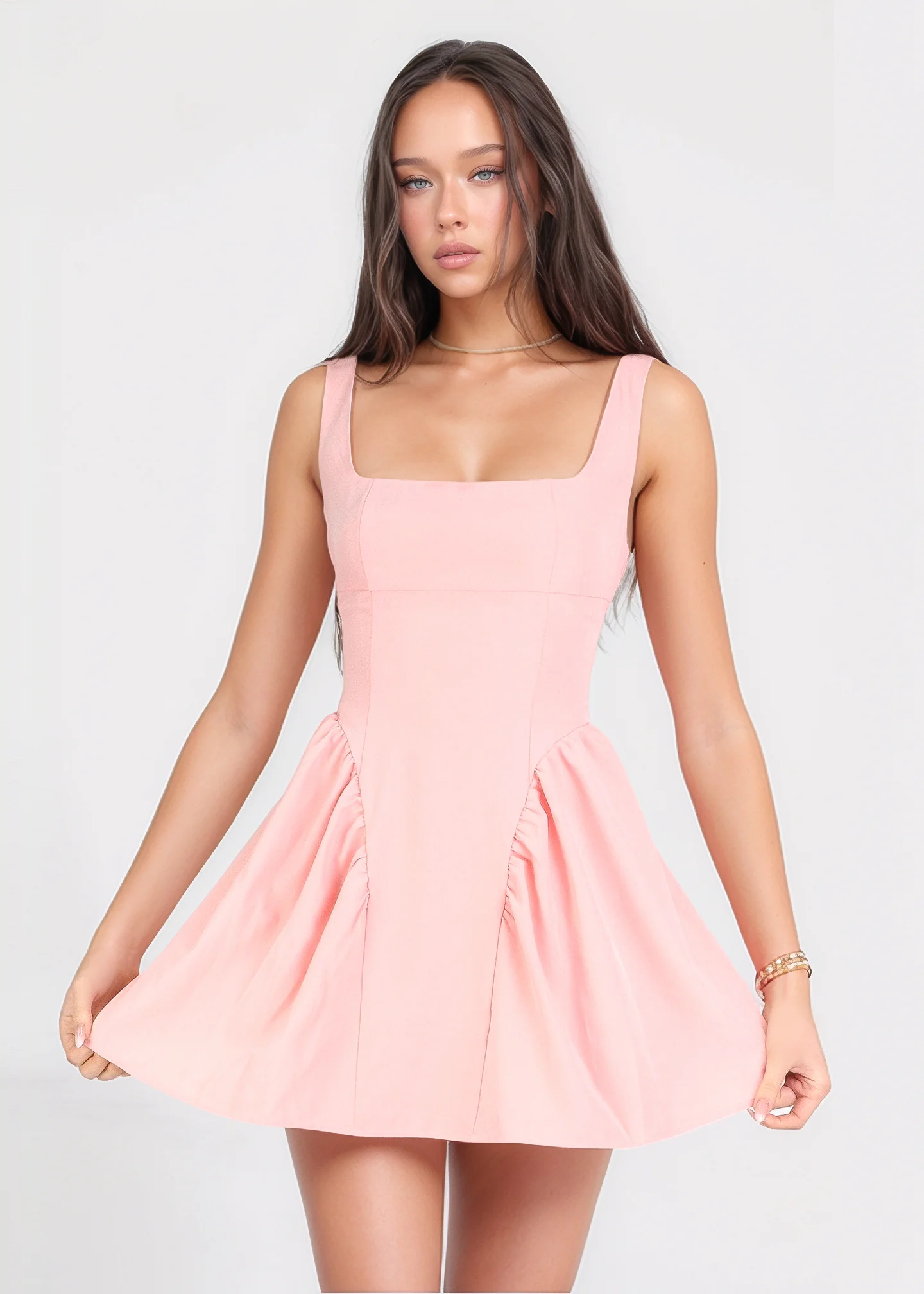 GABRIELLE - vestito mini rosa con gonna ampia con scollo posteriore e fiocco - Image 3