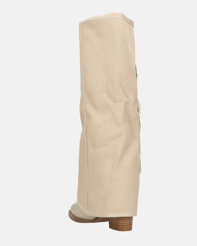 GEENA - stivali beige con risvolto in tessuto con asole in metallo - Image 11