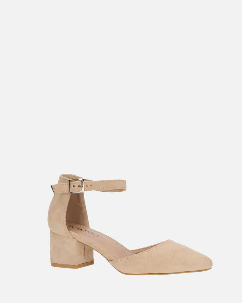 GINNY - sandalo in camoscio beige con tacco - Image 5
