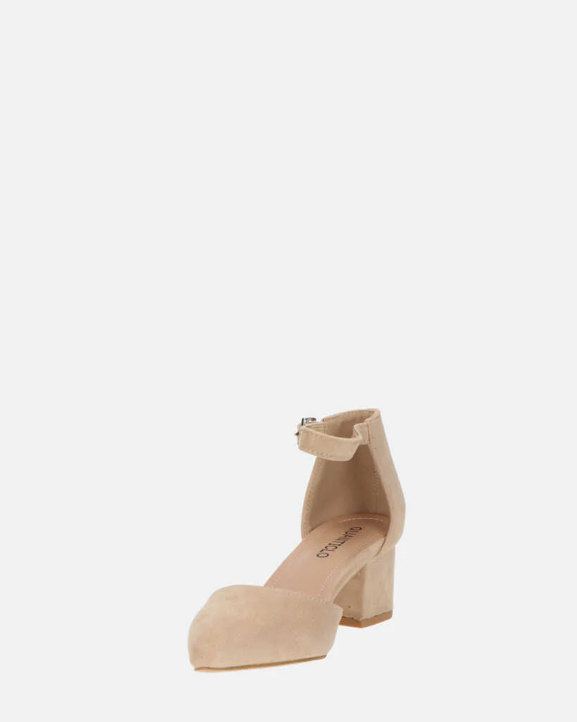GINNY - sandalo in camoscio beige con tacco - Image 8