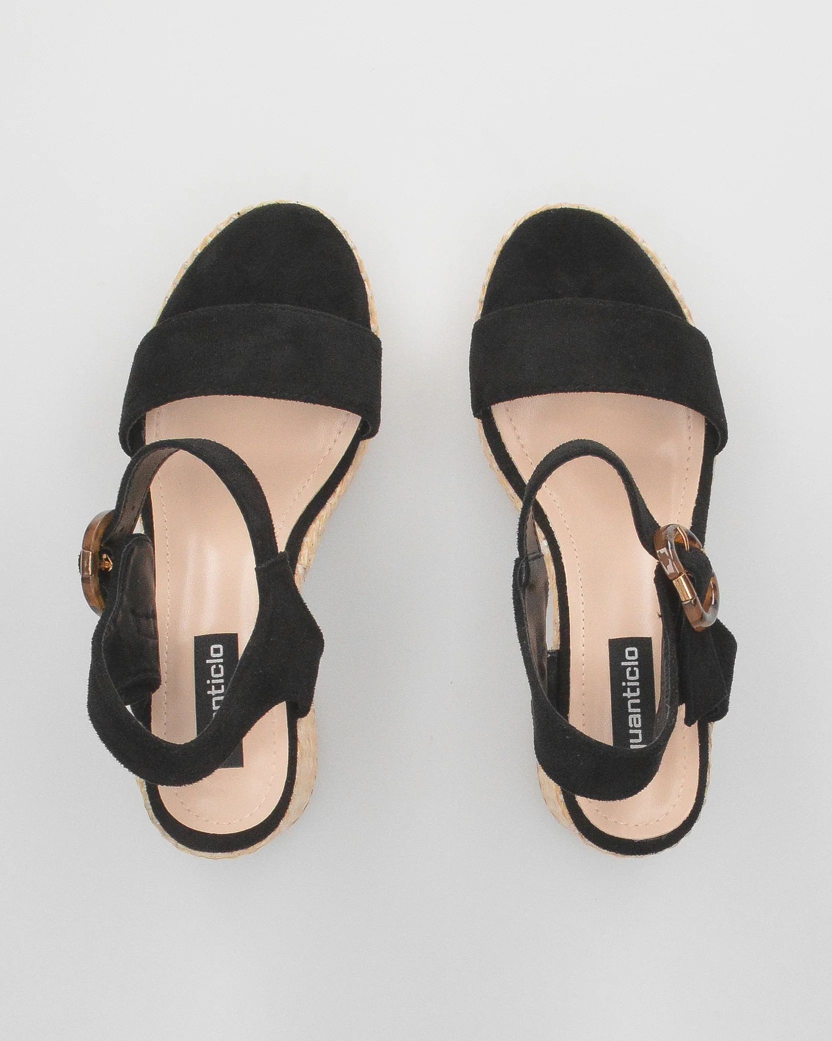 LIZZIE - sandali neri con platform beige in materiale intrecciato - Image 4