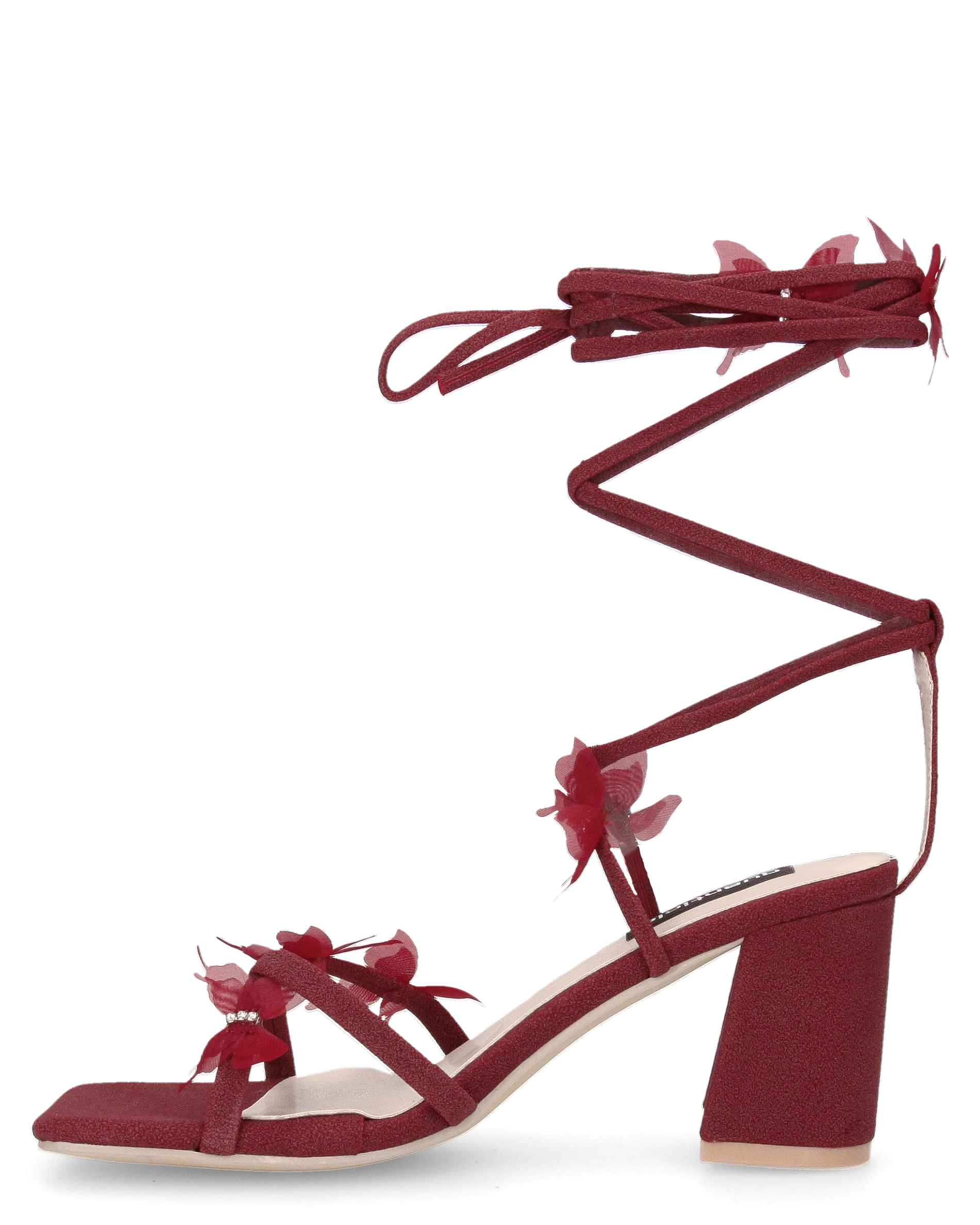 LOIS - sandali con tacco bordeaux con farfalline decorative - Image 6