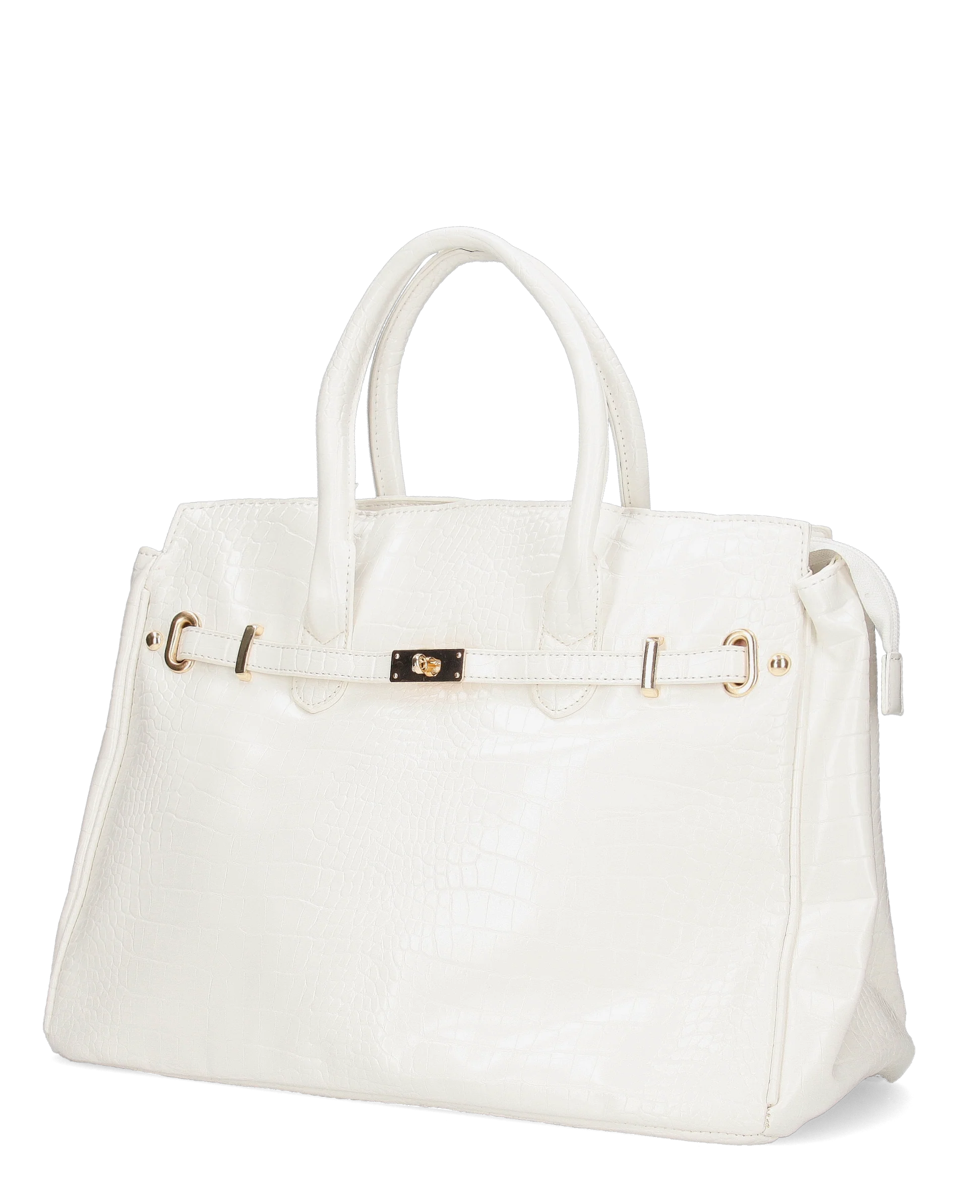 MARY - borsa grande bianca con trama coccodrillo e tracolla aggiuntiva - Image 2