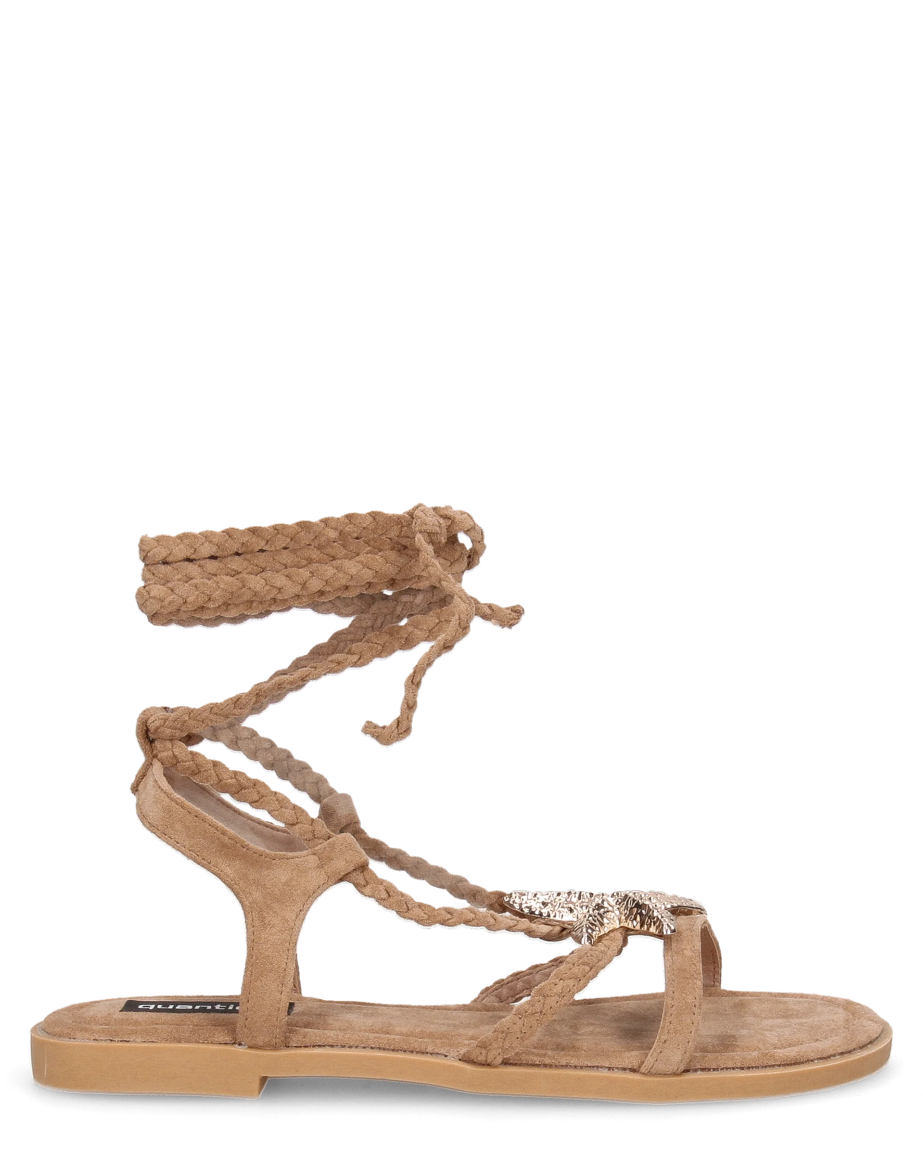 MIRABEL - sandali beige con lacci e stella marina dorata
