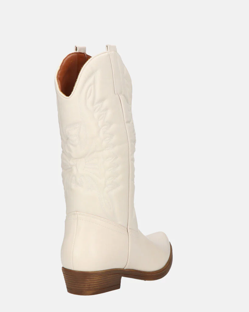 NILLA - stivali camperos beige con ricami - Image 13