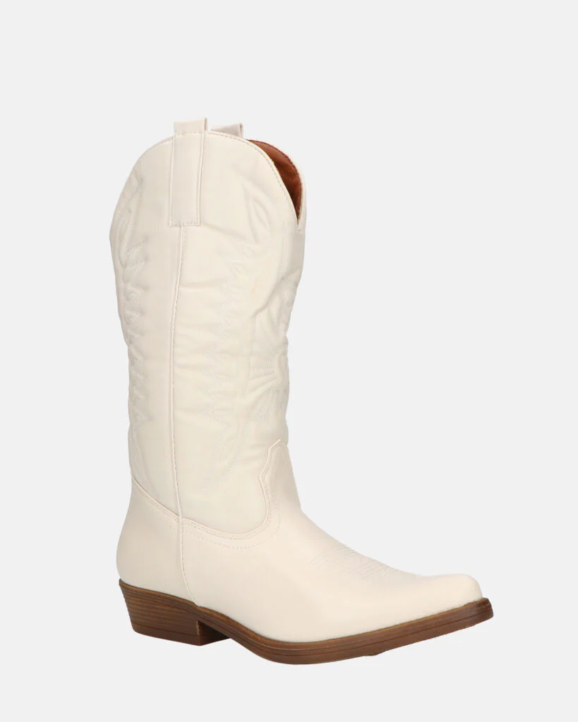 NILLA - stivali camperos beige con ricami - Image 4