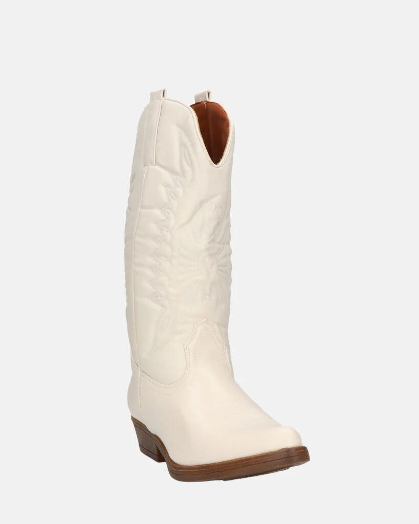 NILLA - stivali camperos beige con ricami - Image 5