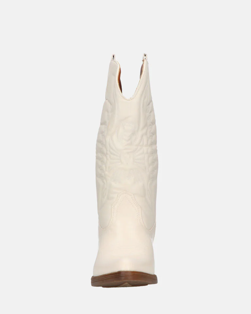 NILLA - stivali camperos beige con ricami - Image 6