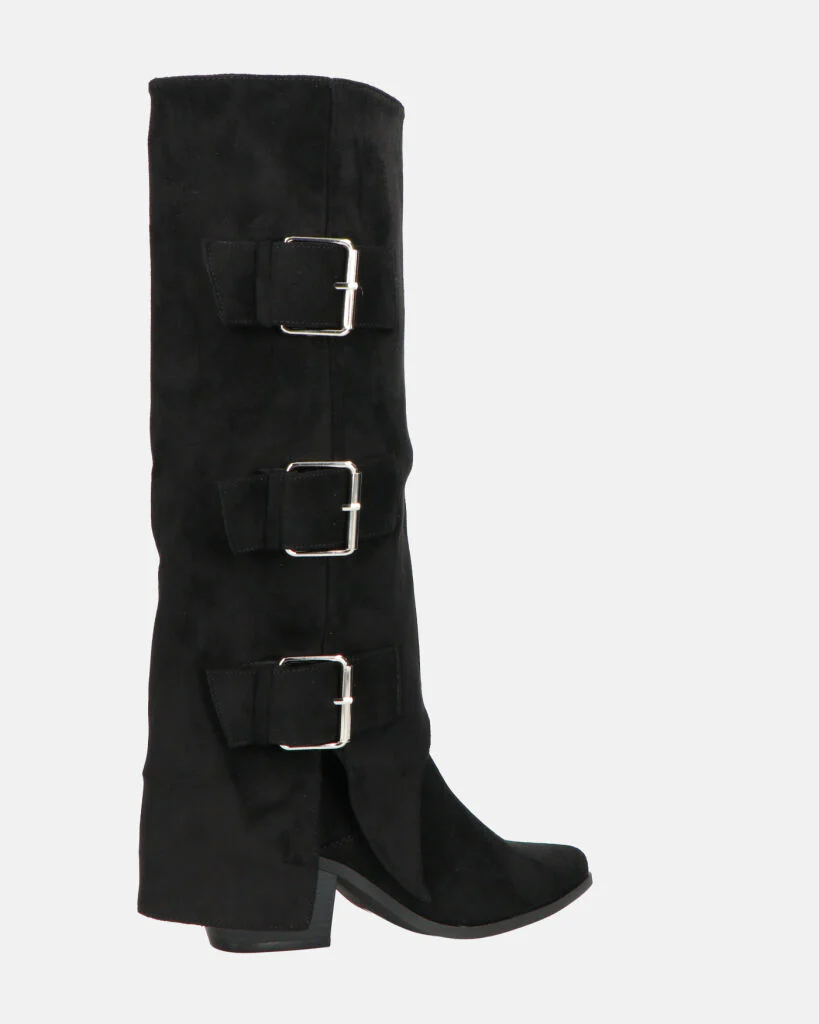 RAHEL - scarpe in camoscio nero con cinture e cerniera laterale - Image 4