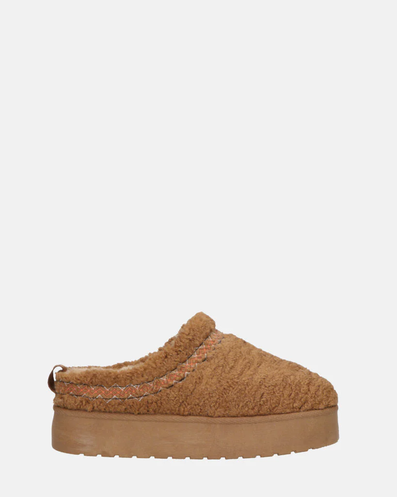 SHIGE - pantofole platform marroni con ricami - Image 4