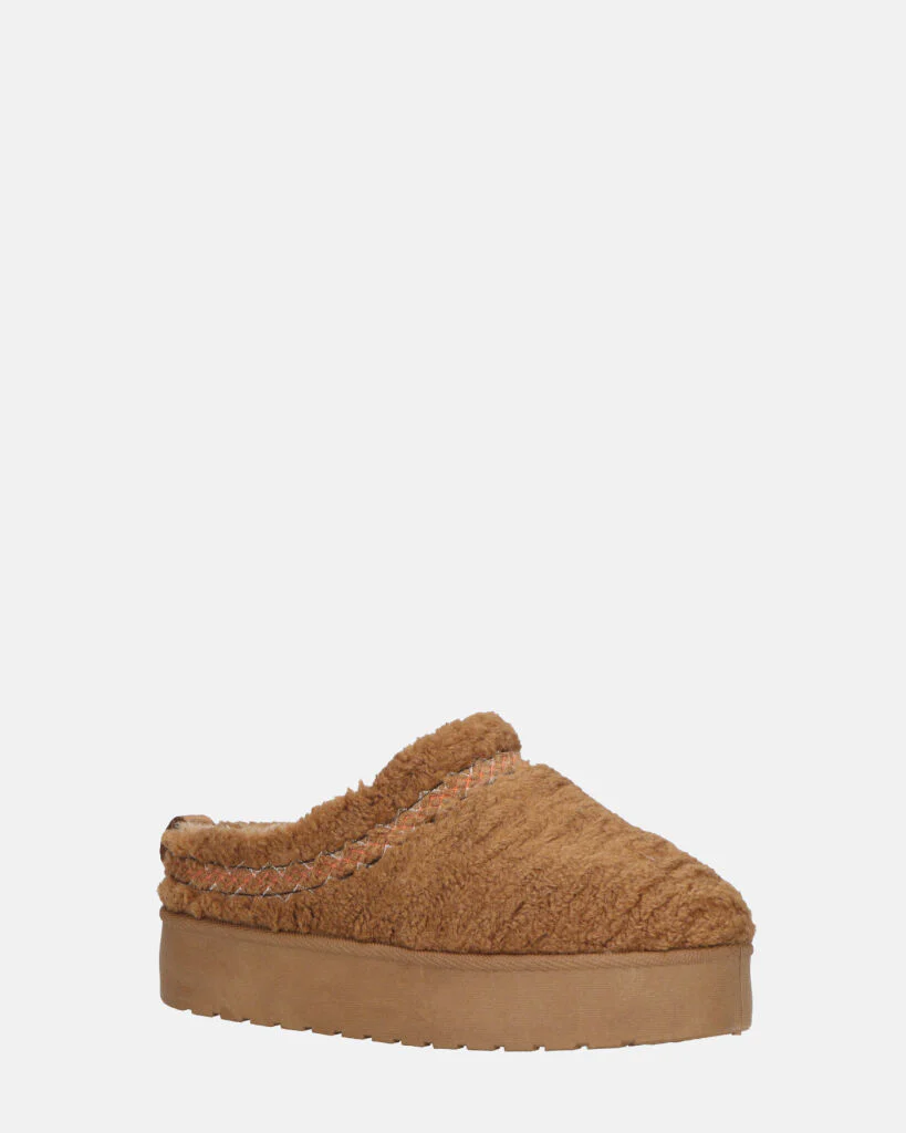SHIGE - pantofole platform marroni con ricami - Image 5