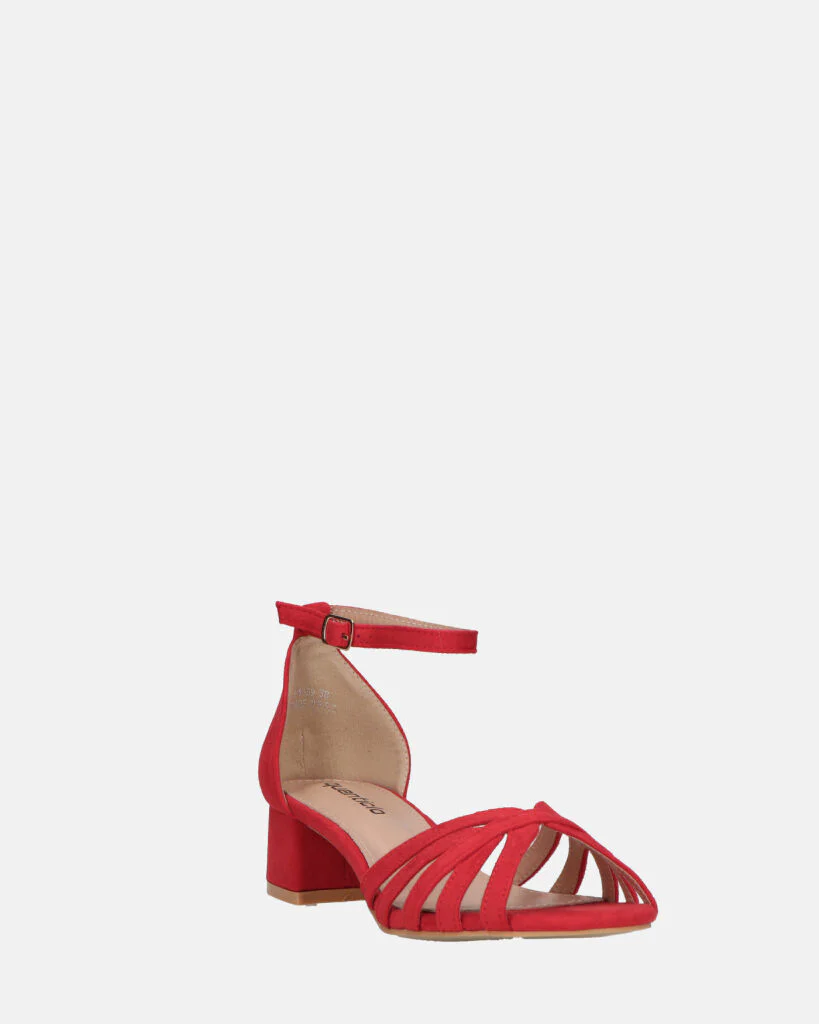 THEMA - sandali bassi in camoscio rosso e cinturino - Image 6