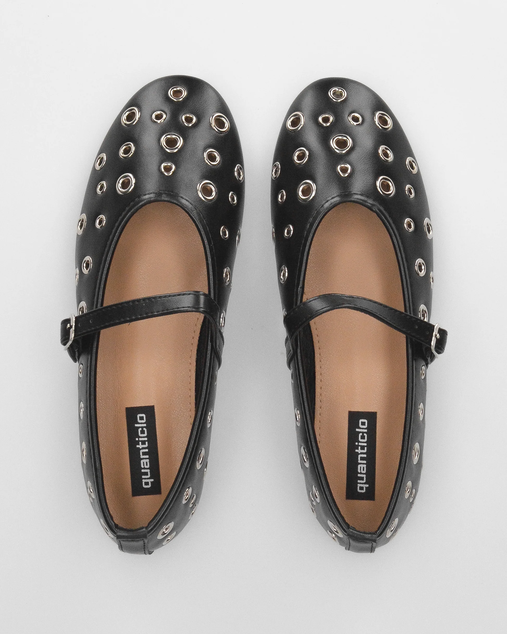 VANA - ballerine nere con occhielli metallici e soletta beige - Image 3