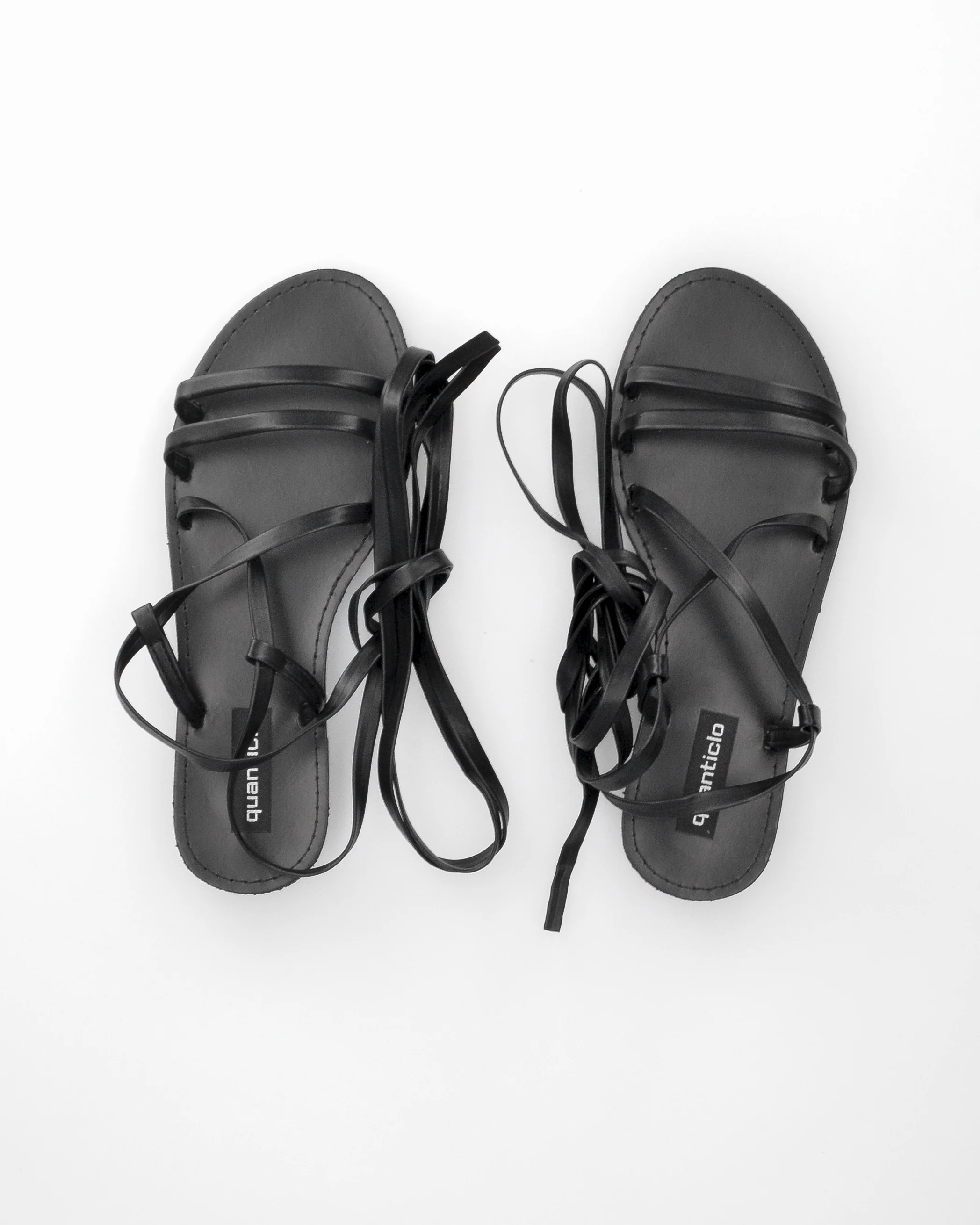 VERIDA - sandali lace-up in simil pelle nera - Image 3